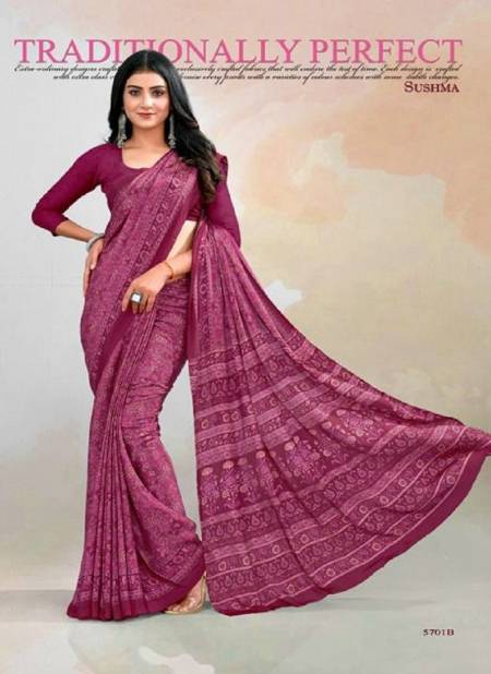 Pink Colour Sushma Set 57 Daily Wear Printed Saree Catalog 5701 B