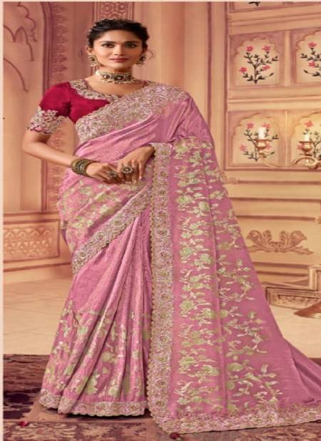 Pink Colour Suvarna By Sulakshmi Wedding Saree Catalog 8008 A