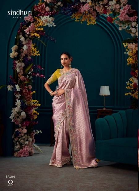 Pink Colour Tyohaar By Kimora Fancy Fabric Wedding Wear Saree Wholesale Market In Surat SA 216
