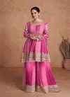 Pink Colour Vaani Vol 2 By Gulkayra Real Chinon Sharara Readymade Suits Exporters In India 7407-J
