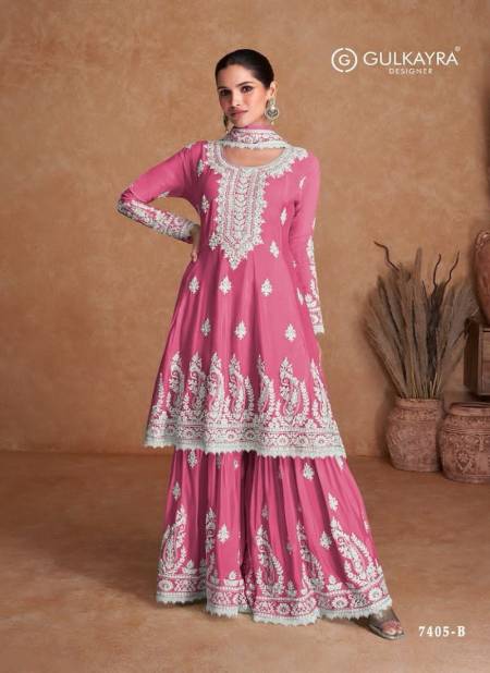Pink Colour Vamika By Gulkayra Designer Real Silk Sharara Suit Catalog 7405 B