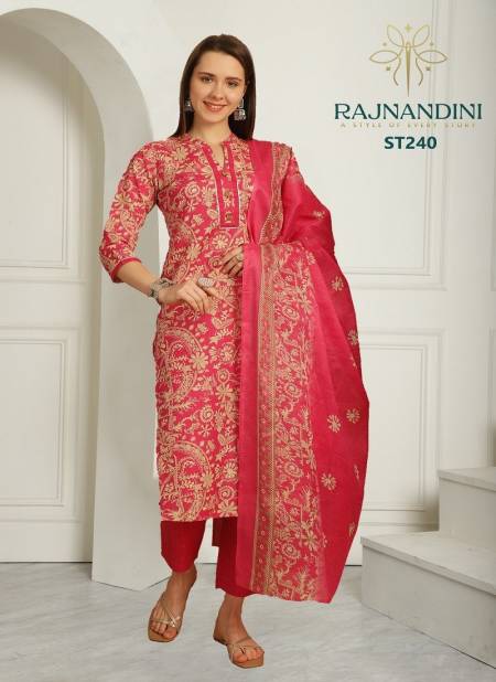 Pink Colour Vamika By Rajnandini Heavy Indo Cotton Kurti With Bottom Dupatta Suppliers In India ST240