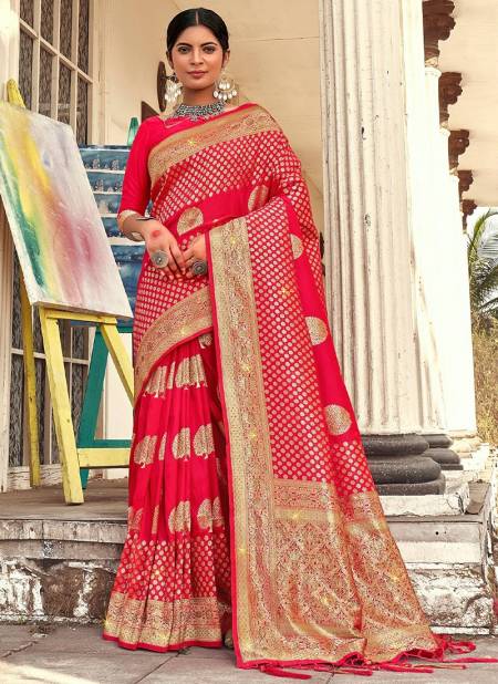 Pink Colour Varlaxmi Sangam Wedding Wear Wholesale Banarasi Silk Sarees Catalog 1003