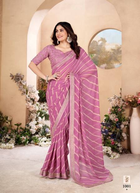 Pink Colour Veena By Stavan Heavy Weighless Embroidery Saree Suppliers In India 1001