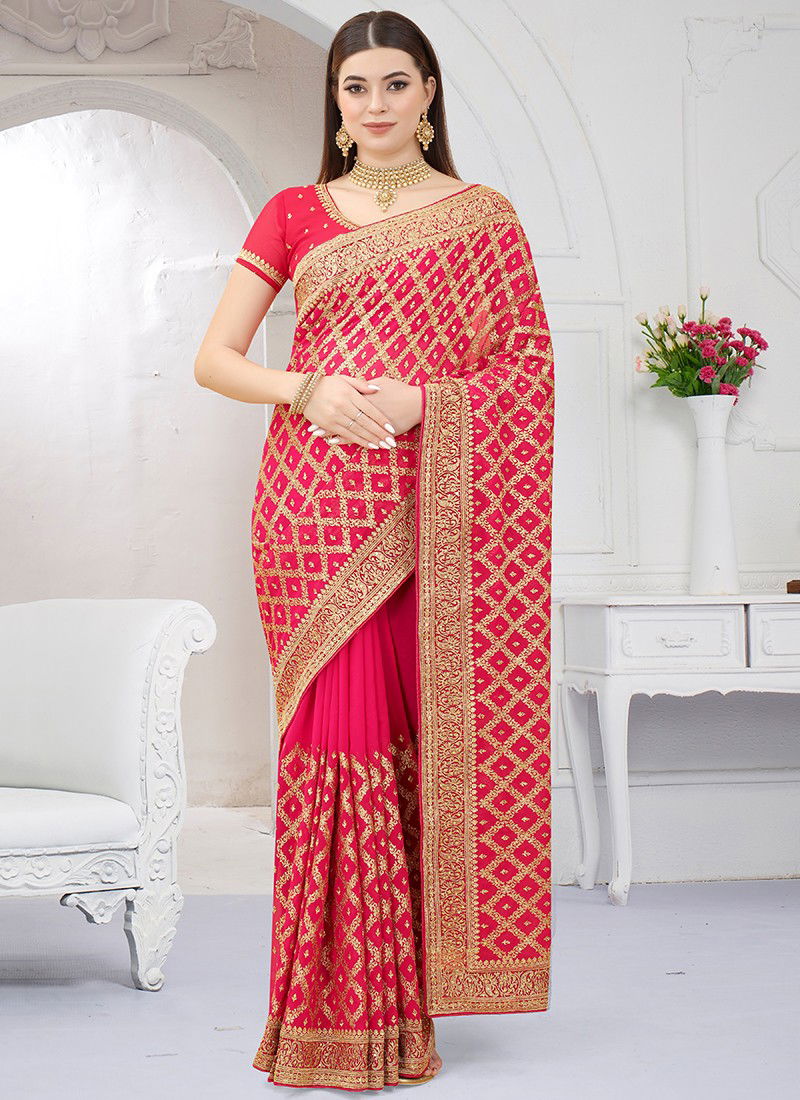 Pink Colour Versatile Wholesale Designer Georgette Saree Catalog 1541