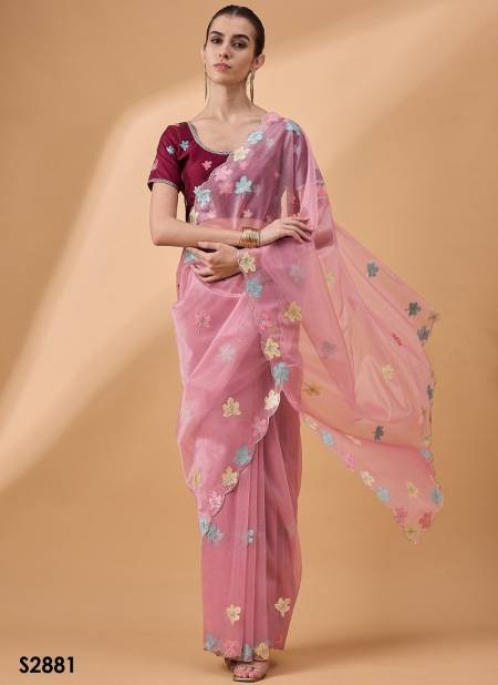 Pink Colour Vidya By Mahotsav Party Wear Designer Wohlesale Saree Suppliers In Mumbai S2881