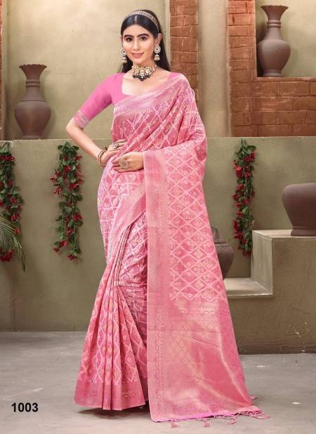 Pink Colour Vishnu Priya By Sangam Cotton Saree Catalog 1003