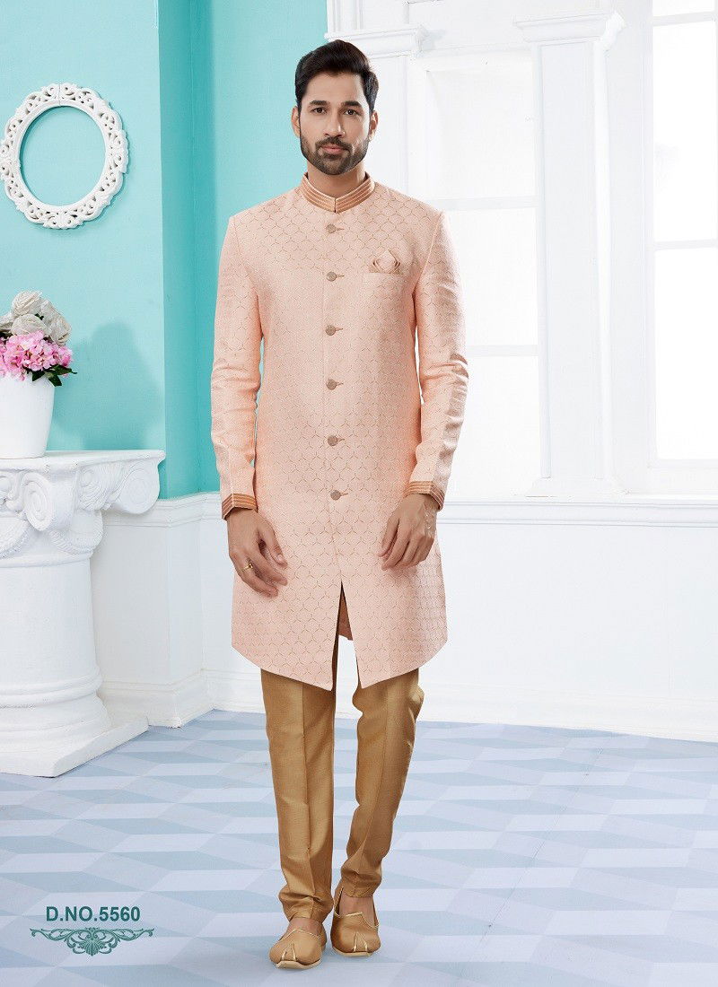 Pink Colour Vol 14 Function Wear Mens Sherwani Wholesalers In Delhi 5560