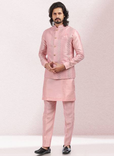 Pink Colour Vol 43 Function Wear Modi Jacket Kurta Pajama Catalog 1837