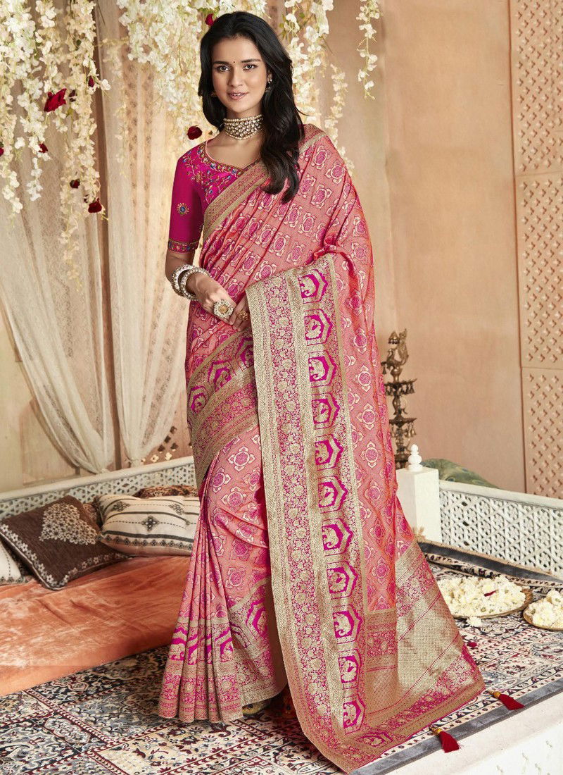 Pink Colour Vrindavan Vol 33 Function Wear Wholesale Silk Sarees 10217