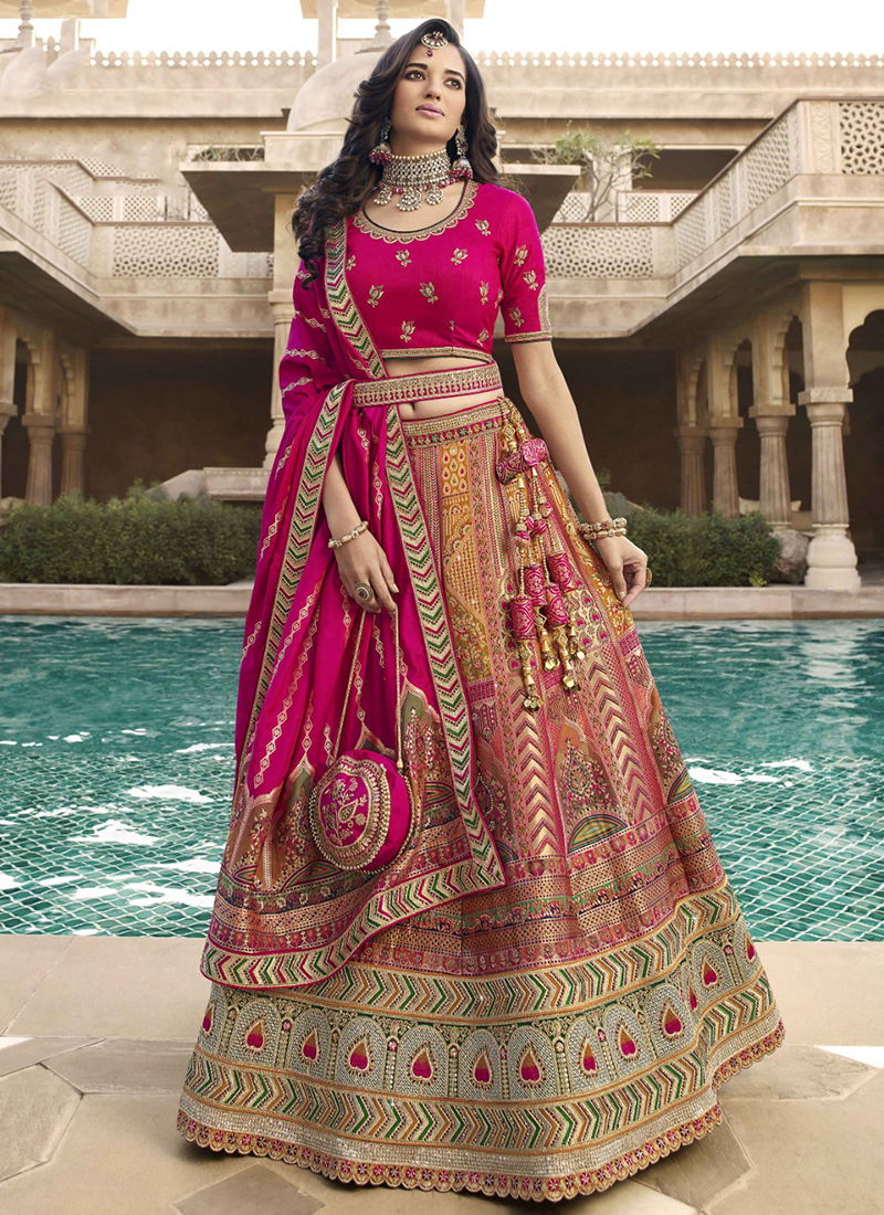 Pink Colour Vrindavan Vol 35 By Royal Bridal Lehenga Choli Catalog 10231