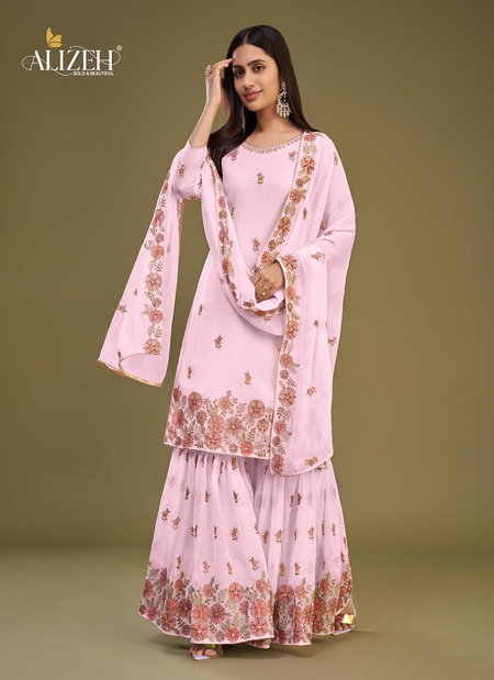 Pink Colour Zaida Vol 11 By Alizeh Designer Occasion Wear Sharara Suit Wholesale Online 2051 D