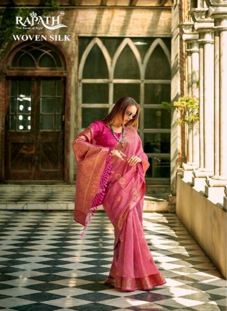 Pink Colour Zilmil Silk By Rajpath 390001 To 390006 Occasion Wear Tissue Silk Saree Wholesale Online 390002