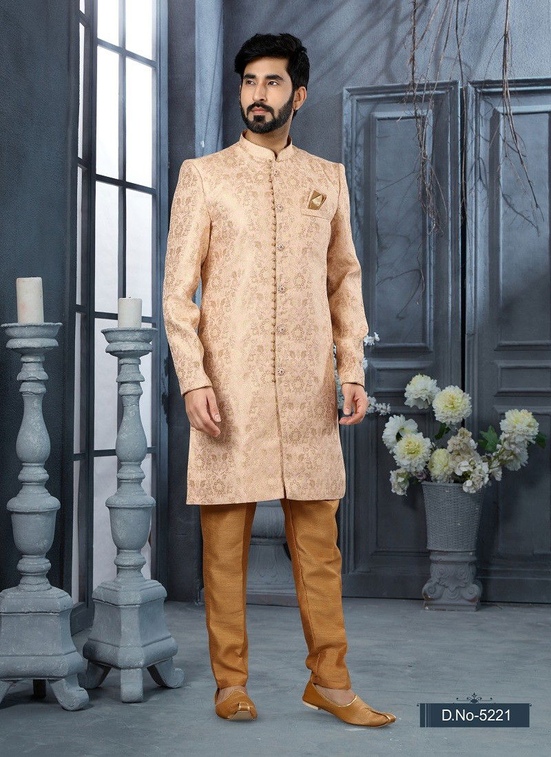 Pink Cream Colour Vol 11 Wedding Wear Mens Indo Western Suppliers In India 5221