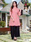 Pink Daily Wear And Office wear Designer Foil Print Reyon Kurtis with Plazzo Collections