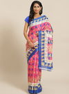 Pink Daily Wear Pinted Bhagalpuri Saree 91