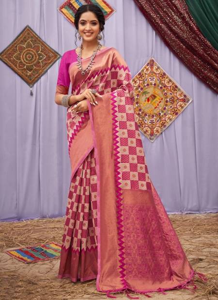 Pink Kasida Silk Wholesale Ethnic Wear Cotton Saree Catalog 3430