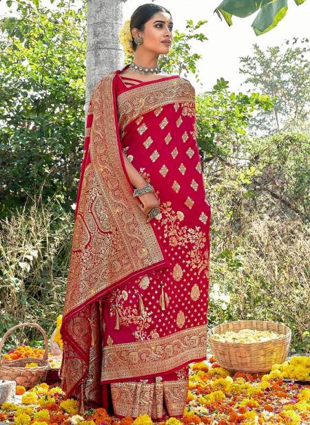 Pink Manbhari Sangam Wedding Wear Wholesale Banarasi Silk Sarees Catalog 1006
