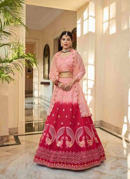 Pink Multi Colour Bridesmaid Vol 27 By Khushboo Art Silk Designer Lehenga Choli Wholesale Online 2264