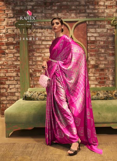 Pink Multi Colour Kalizey By Rajtex Printed Japan Crepe Saree Suppliers In India 246014