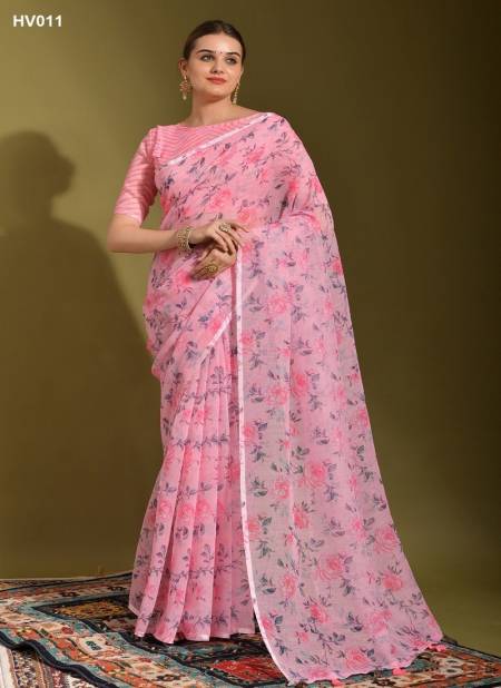 Pink Multi Colour Linen Jumka Vol 2 By Fashion Berry Printed Sarees Exporters In India HV011