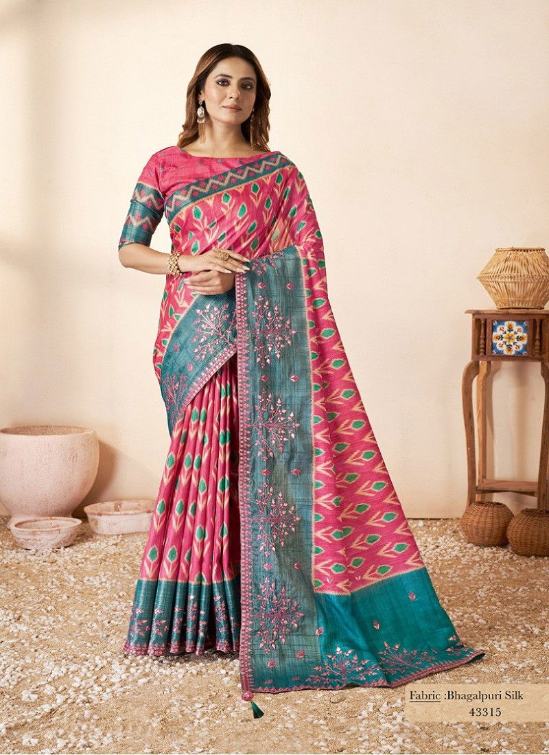 Pink Multi Colour Norita Royal 43300 Swasti By Mahotsav Gajji Silk Designer Saree Wholesale Price In Surat 43315