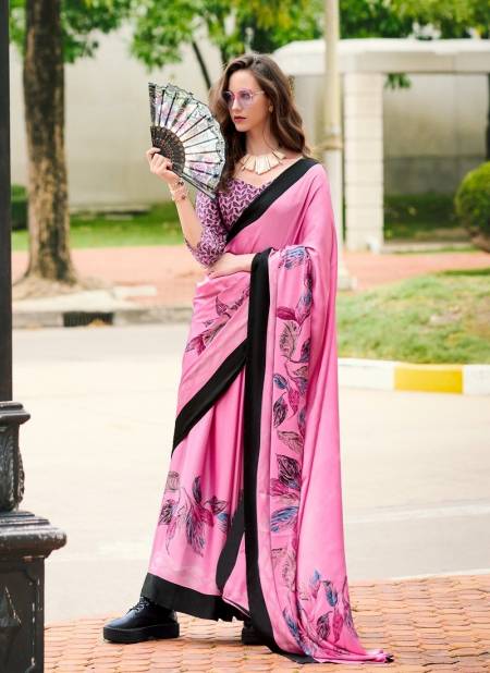 Pink Multi Colour Rare Rabbit By Rajpath Japan Sattin Causal Wear Saree Wholesalers In Delhi 700012