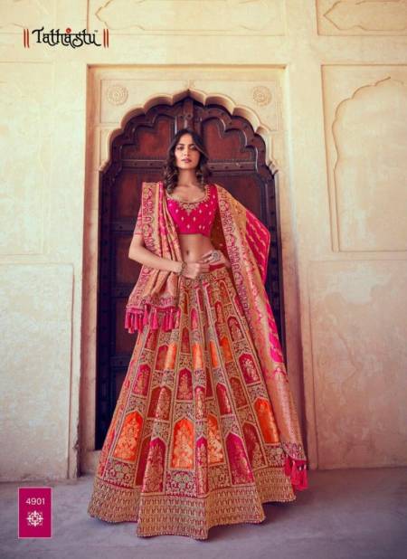 Pink Multi Colour Tathstu Hit Collection Wedding Wear Silk Lehenga Wholesale Market In Surat 4901