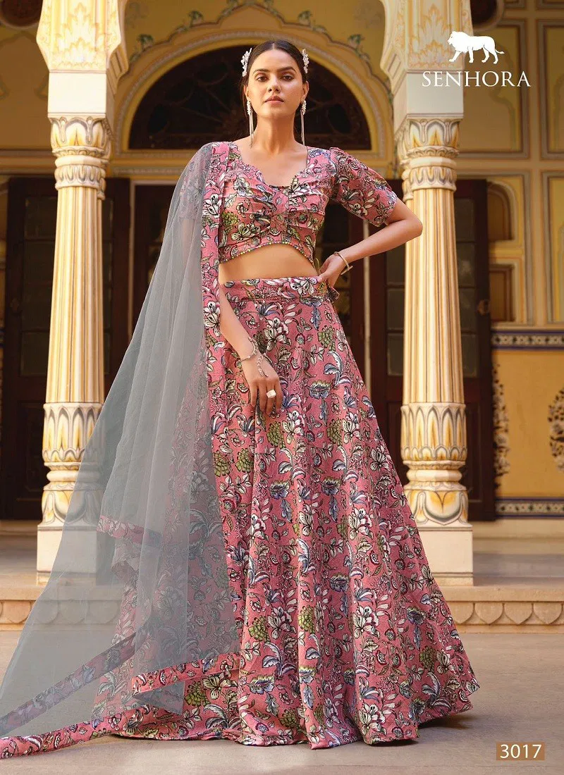 Pink Multi Colour Titlee 2 By Senhora Crushed Silk Floral Printed fancy Lehenga Choli Wholesale Online 3017