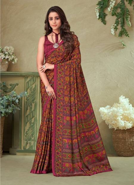 Pink Multi Colour Vivanta Silk 16 By Ruchi Printed Silk Crepe Saree Wholesalers Price In Surat 21504 A