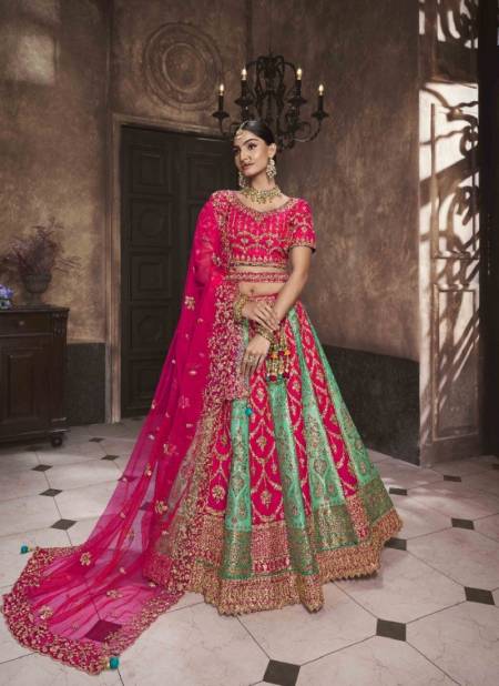 Pink Multi Colour Vrindavan Vol 49 By Royal Banarasi Silk Designer Bridal Lehenga Choli Wholesale Suppliers In Mumbai 10290