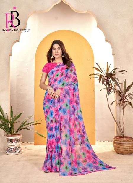 Pink Multi Colour Zeeya Radhika Vol 5 By Roopa Weight Less Printed Daily Wear Sarees Exporters In India 119