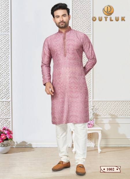 Pink Outluk Wedding Collection 1 Cotton Mens Wear Kurta Pajama Catalog 1002