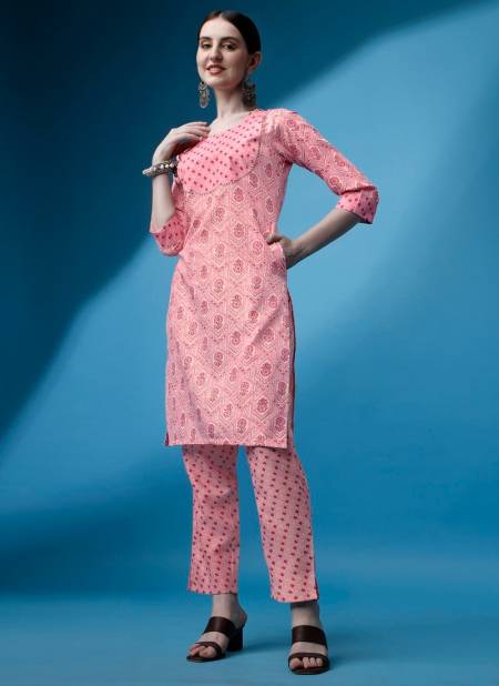 Pink Raisin Magic Rayon Daily Wear Designer Kurti With Bottom Catalog OLSET0007