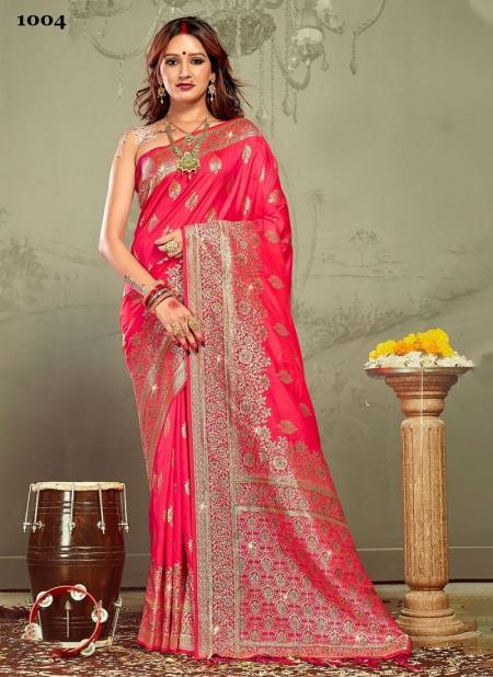 Pink Rohini Silk By Sangam Wedding Sarees Catalog 1004