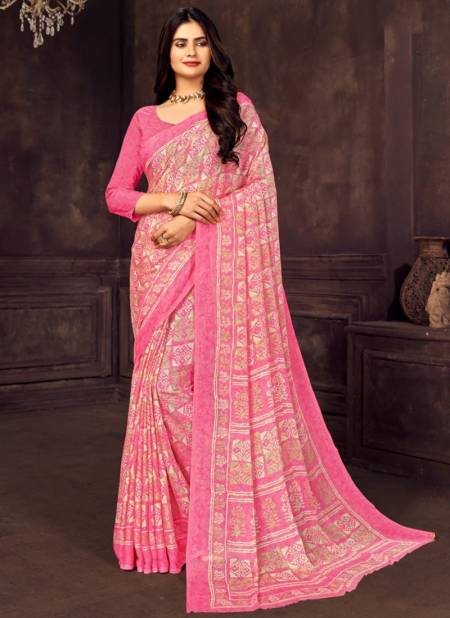 Pink Ruchi Star Chiffon 73 Edition Regular Wear Wholesale Printed Sarees 15703-B
