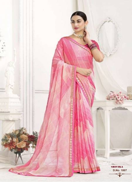 Pink Shivika By Shubh Shree Chiffon Designer Saree Catalog 1007