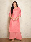 Pink Designer Festive Wear Viscose Silk Party Wear Embroidery Work Kurtis With palazzo 405