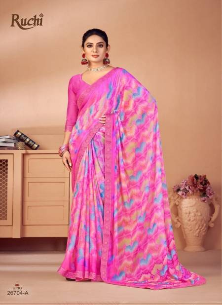 Pink Simaya 20th Edition By Ruchi Chiffon Saree Catalog 26704 A
