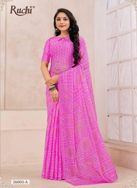 Pink Star Chiffon 130 By Ruchi Chiffon Printed Saree Catalog 26003 A