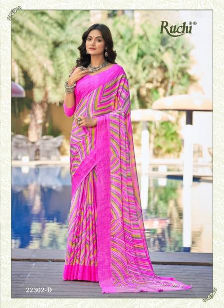 Pink Star Chiffon 98th Edition By Ruchi Daily Wear Saree Catalog 22302 D