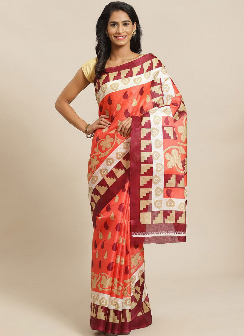 Pink and White Bhagalpuri Saree 25