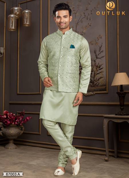 Buy Pastel Pista Colour Open Jacket With Kurta And Pants by SONIYA.G Men at  Ogaan Online Shopping Site