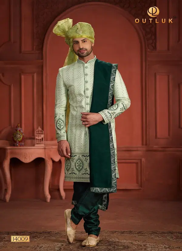 Outluk Wedding Collection Vol 14 Pure Silk Mens Wear Sherwani Wholesale Online