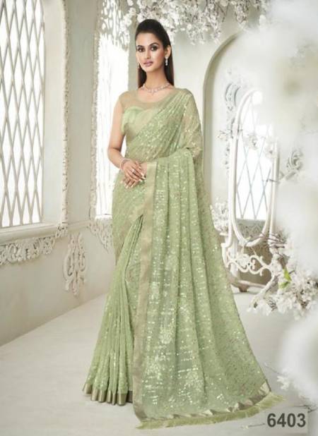 Pista Colour Crystal Vol 2 By TFH Party Wear Saree Catalog 6403