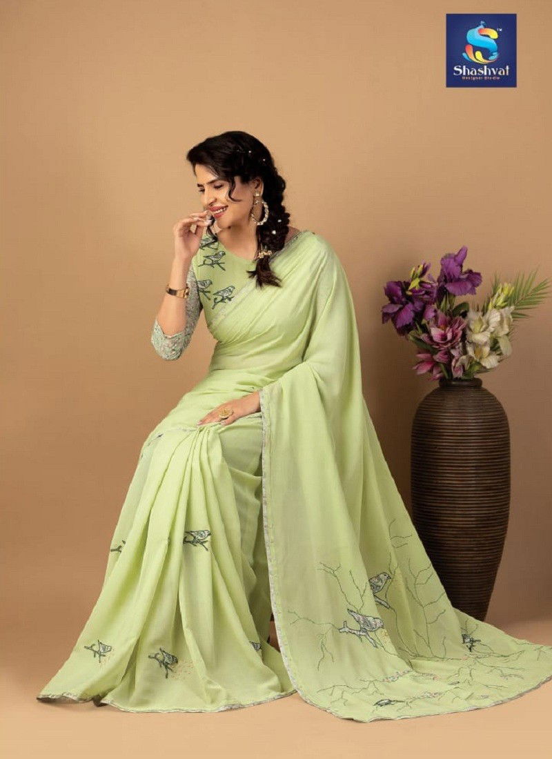 Pista Colour Feeza Vol 3 By Shashvat Digital Printed Designer Saree Wholesale Online 316