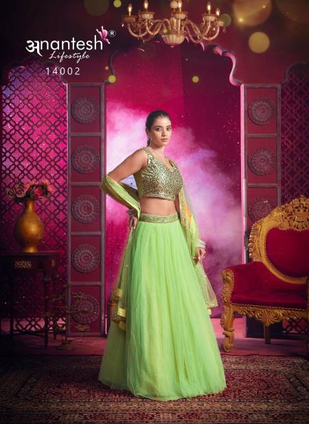 Pista Colour Flairy Girl Vol 1 By Anantesh Party Wear Lehenga Choli Exporters In India 14002