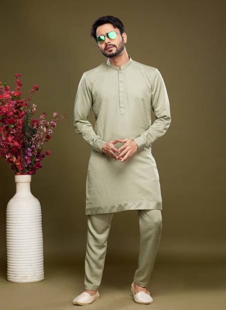 Pista Colour Function wear Stylish Mens Kurta Pajama Catalog 2490