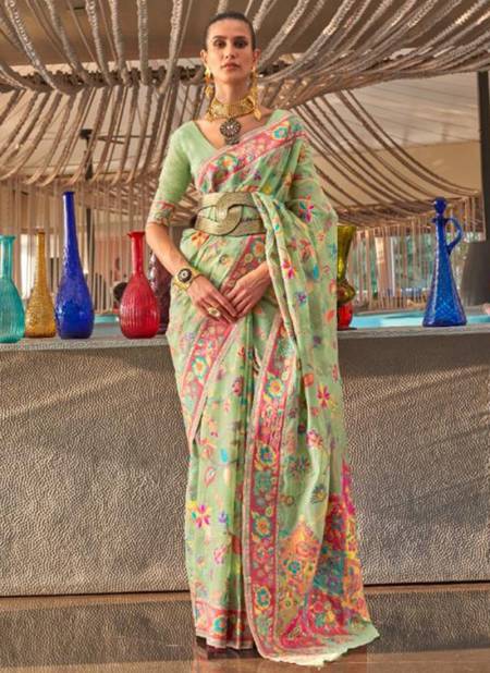 Pista Colour Kabira Silk Rajtex Fuction Wear Wholesale printed Saree Catalog 31003