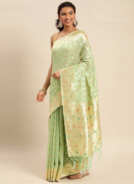 Pista Colour Kamya By Fashion Lab 1006 To 1011 Cotton Saree Catalog 1008